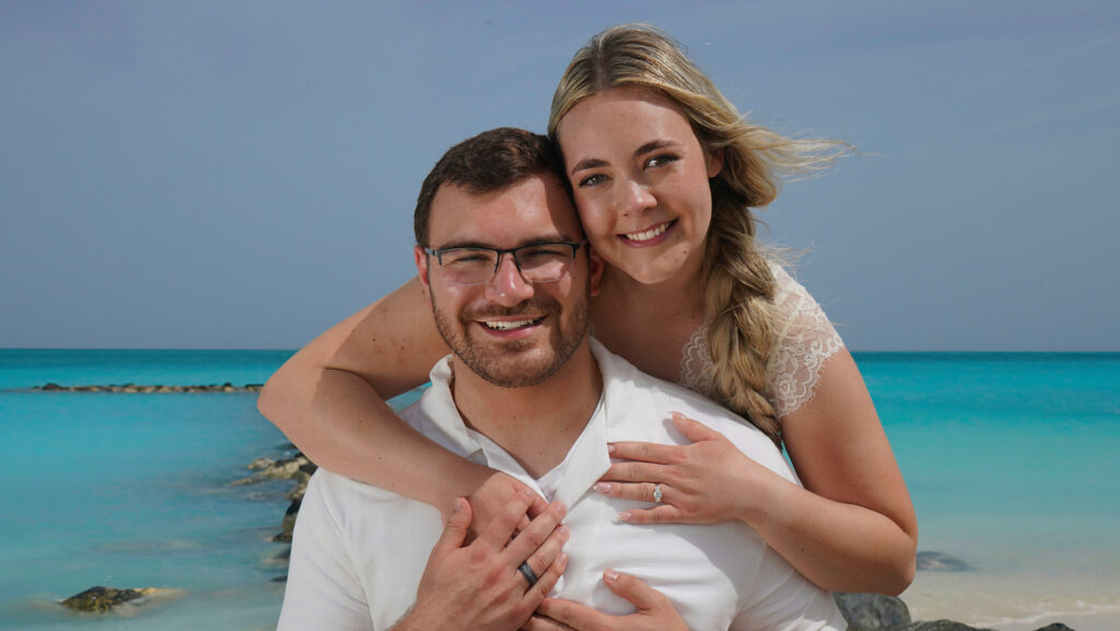 Home Honeymoon couple photoshoot on the beach in Turks and Caicos